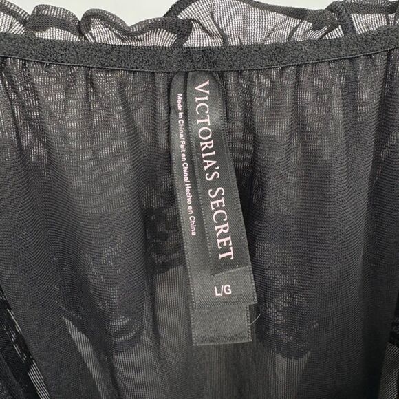 Victoria's Secret Lace Trim Sheer Black Cami, Large, Adjustable Straps Romantic - Picture 8 of 9